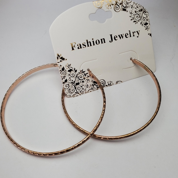 Gold plated 2.5" Hoop Earrings - Picture 5 of 6